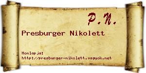 Presburger Nikolett névjegykártya